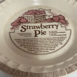 Vintage Walkins baking pans/ Strawberry Pie Recipe Ceramic Dish